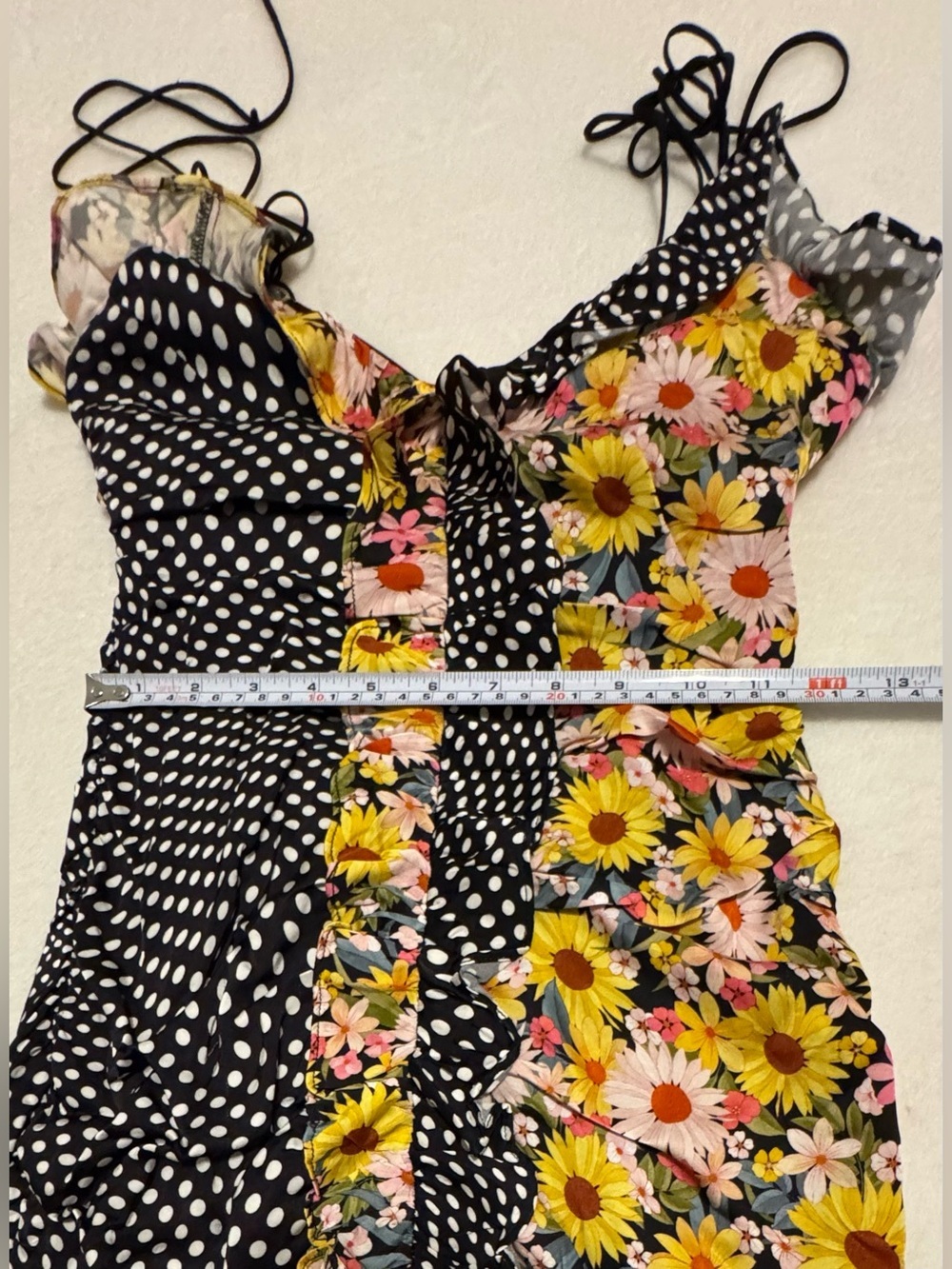 For Love and Lemons Women’s Mochi Shirred Mini Dress Polka Dot Floral Size XS - Picture 10 of 11
